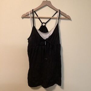 Vintage Bobbie Brooks women’s black/white layered baby doll tank wrinkle top